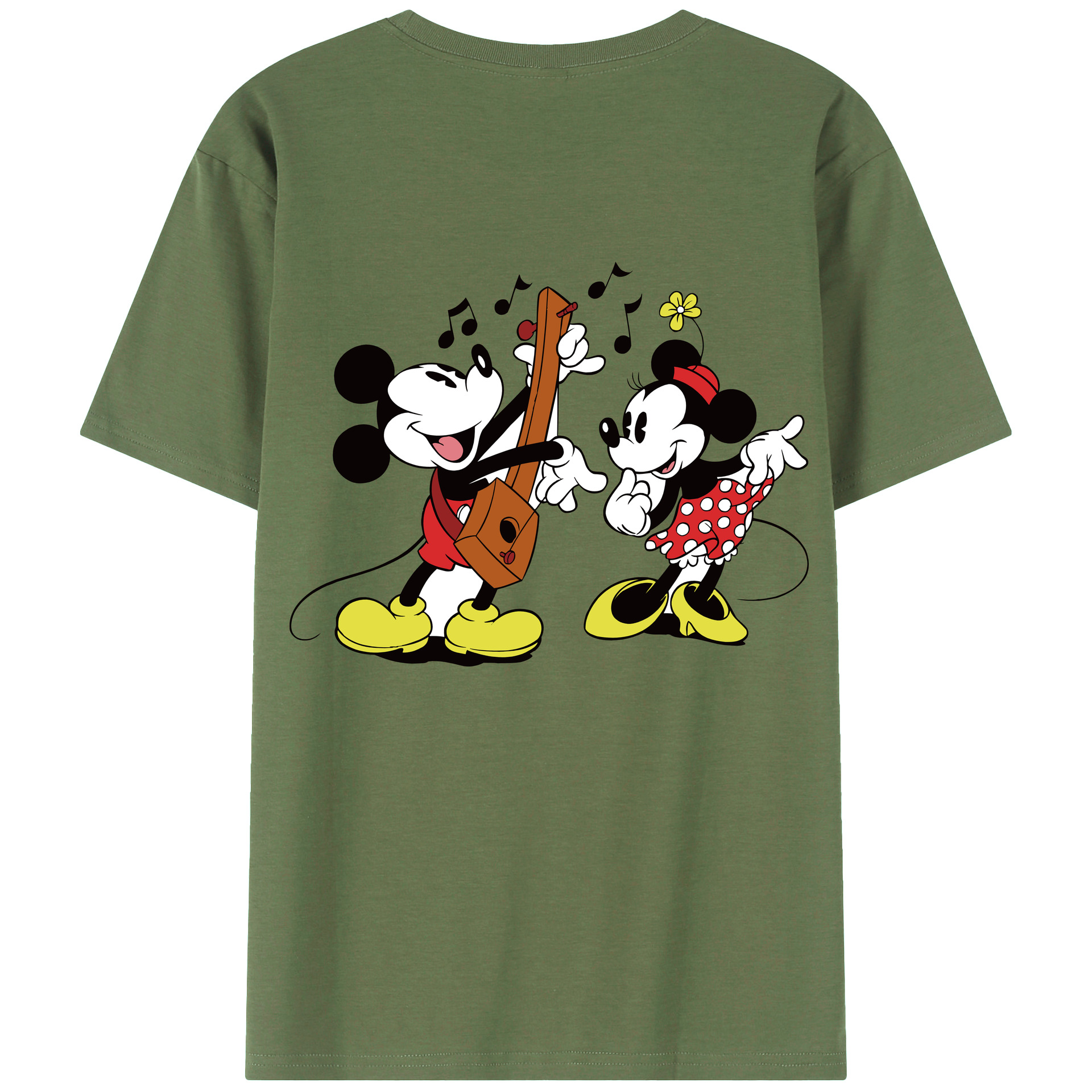 ミッキーマウス Mickey Mouse 綿100％ メンズ半袖Tシャツ（バックプリント） 通気性